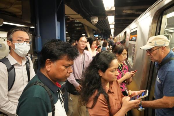 A crowded subway station