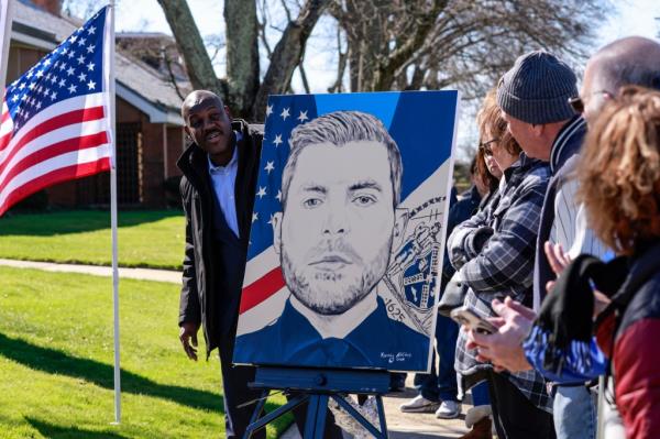 Thousands are seen in attendance for NYPD officer Jo<em></em>nathan Diller at St. Rose of Lima Church in Massapequa