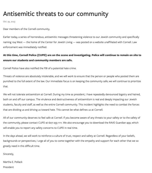 The statement released by the school. 