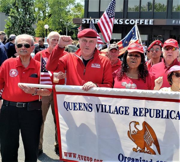 Aura Moody (right) is a member of the Queens Village Republican Club. She is picured here with Curtis Silwa.