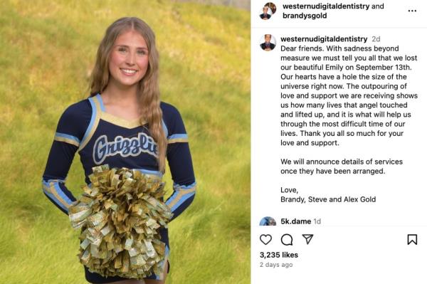 Her parents' heartbreaking Instagram post lamenting her death. 