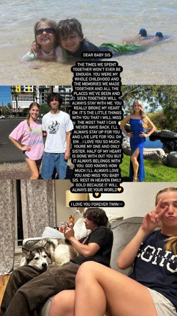 A tribute posted to Instagram by Emily's brother Alex Gold