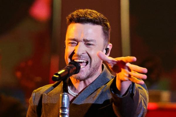 Justin Timberlake performs during the iHeartRadio Music Awards at Dolby Theatre in Los Angeles, California, U.S., April 1, 2024. 