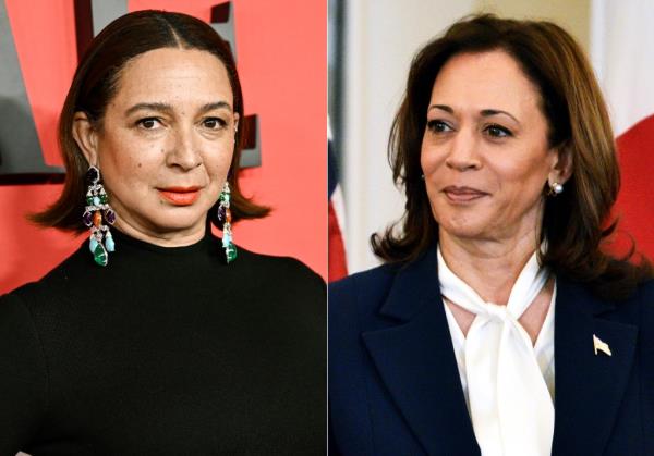 Maya Rudolph, left, and Vice President Kamala Harris.