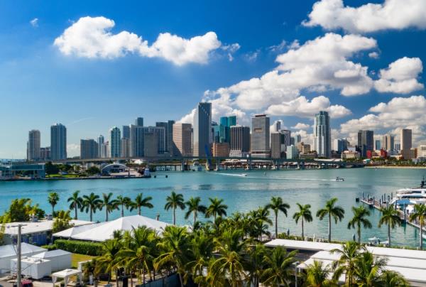 Florida has collected 9.9% more in levies so far this fiscal year, according to the data compiled by Urban-Brooking Tax Policy Center. Miami is pictured above.