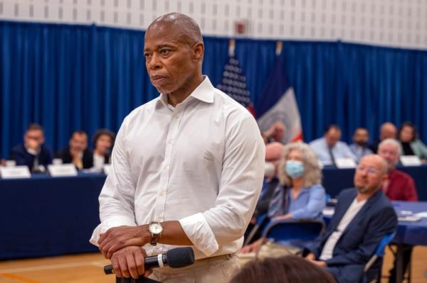 Eric Adams at civic meeting