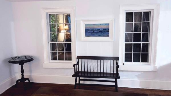 Interior of a sitting area in the historic home. 