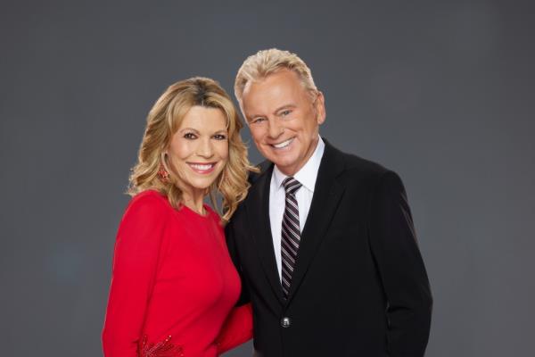 Vanna White with Pat Sajak. 
