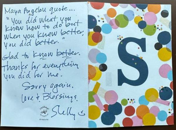 The note Ehler sent Greiner