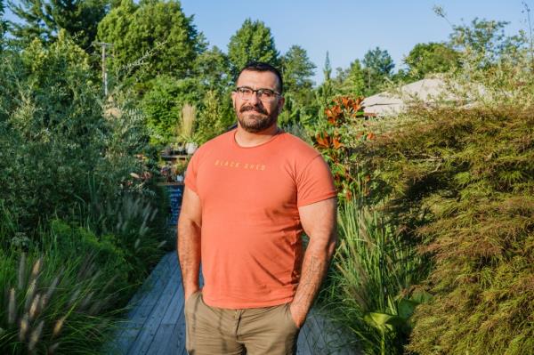 Laith Abdulkareem, 41, owner of Black Shed, a lush garden boutique and bar in Stockton, NJ.