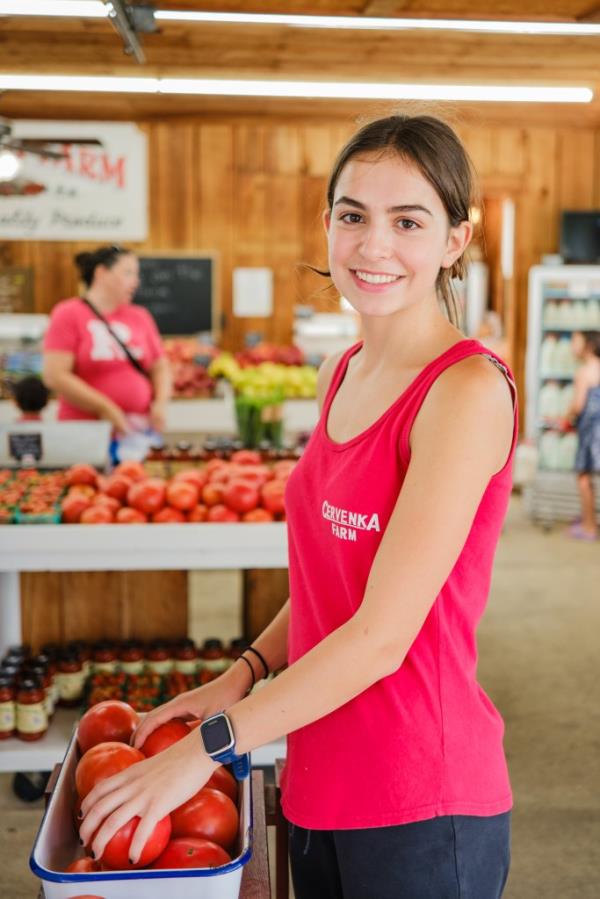 Emma Lentine, 17, shop worker at Cervenka Farm.