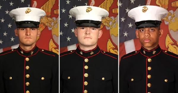 Lance Cpl Merax Dockery (left), Lance Cpl Tanner Kaltenberg (center), and Lance Cpl Ivan Garcia (right) were identified as the three marines found dead in a parked car on Sunday