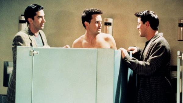 David Schwimmer, Matthew Perry and Matt LeBlanc in Friends. Pic: Everett/Shutterstock