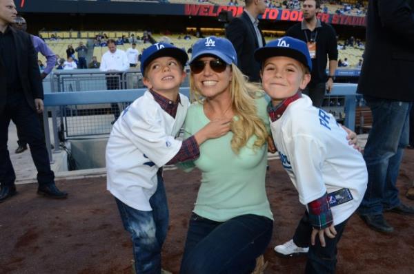 Britney Spears And Sons Visit Dodgers Stadium - April 17, 2013