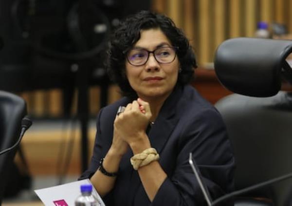 Rita Bell, during an extraordinary session at the INE, in April 2023.