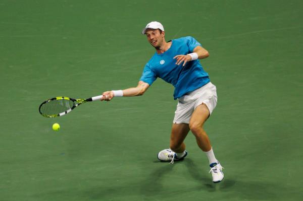 Botic van de Zandschulp of the Netherlands in action against Carlos Alcaraz of Spain on day four of the 2024 U.S. Open tennis tournament at the USTA Billie Jean King Natio<em></em>nal Tennis Center.
