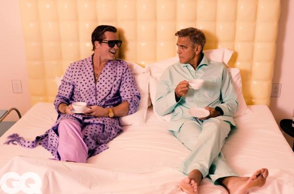 George Cloo<em></em>ney and Brad Pitt for GQ's 2024 September Issue.