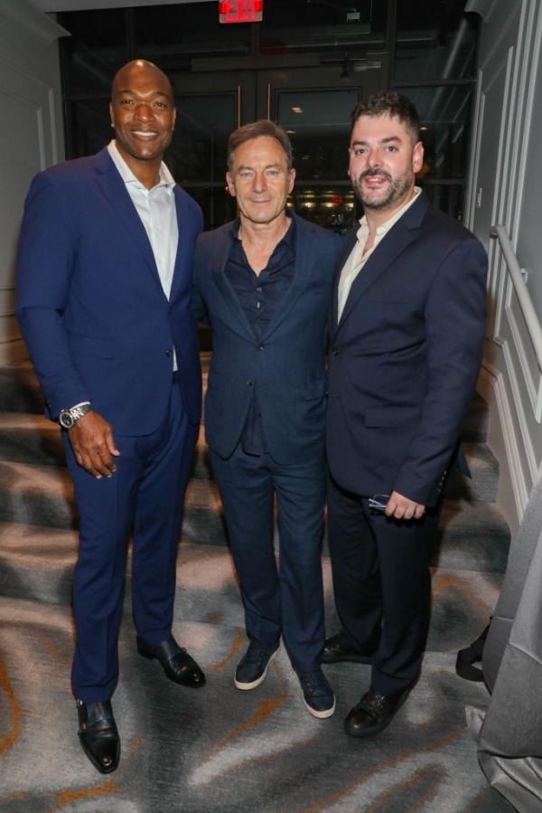 Chris Samuels, Jason Isaacs and Matt Byars attend The Creative Coalition Hosts #RightToBearArts Gala at The Madison Hotel on April 28, 2023 in Washington, DC. 