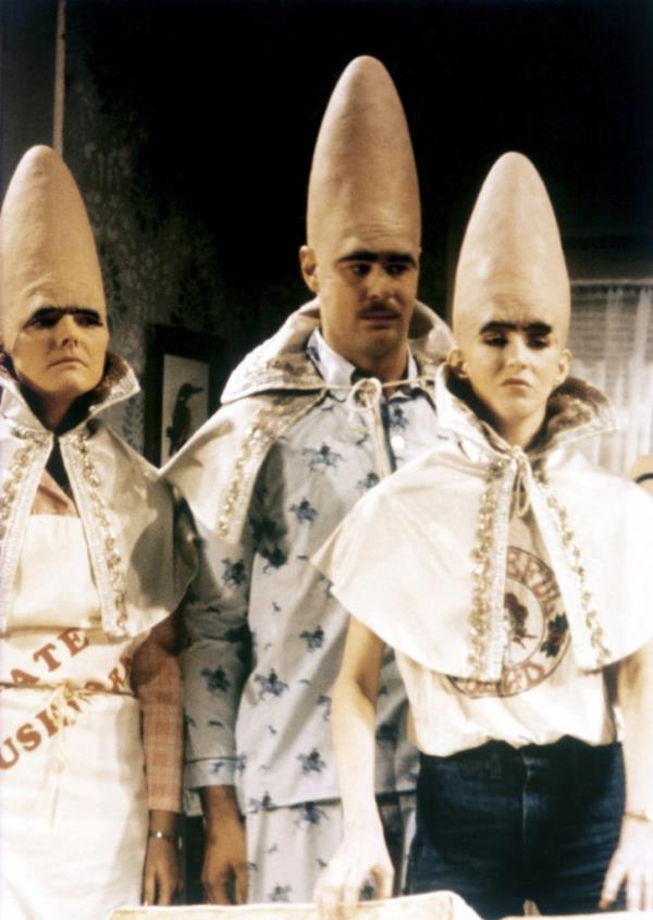 Jane Curtin, Dan Aykroyd and Laraine Newman on 