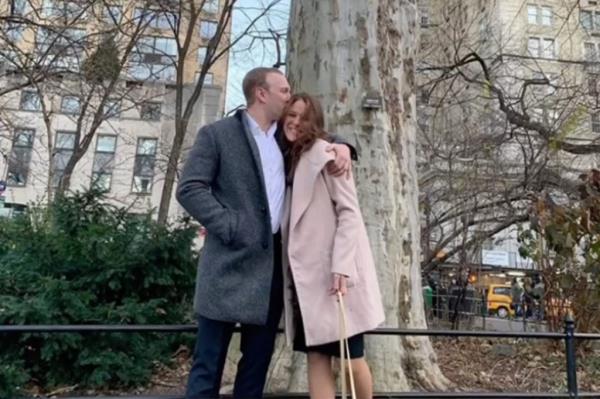 Kaitlin Palmieri with fiance Eric Bass in Central Park. 