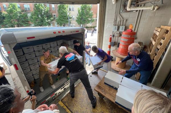 Volunteers from Citizens Not Politicians delivering petitions to change Ohio's political mapmaking system at Secretary of State Frank LaRose's office