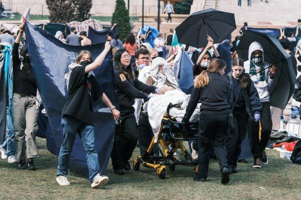student on a stretcher