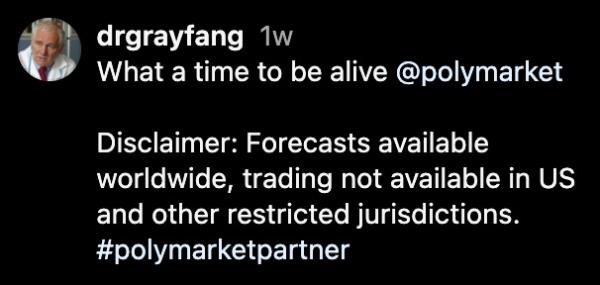 Influencers are posting messages with the hashtag #Polymarketpartner.