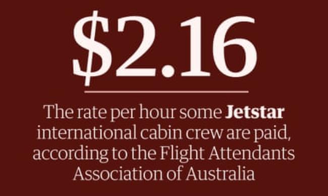 Infographic for Afternoon Update which reads: $2.16: The rate per hour some Jetstar internatio<em></em>nal cabin crew are paid, according to the Flight Attendants Association of Australia