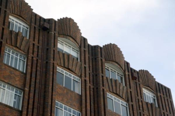 The facade of the Wychbury residential building in Potts Point, Sydney.
