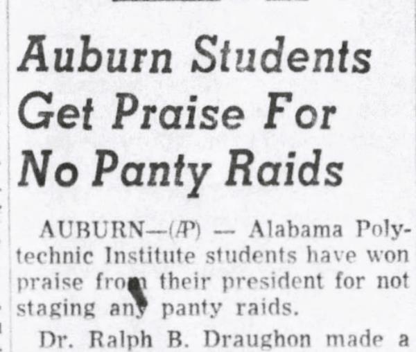 Panty raids in 1950s