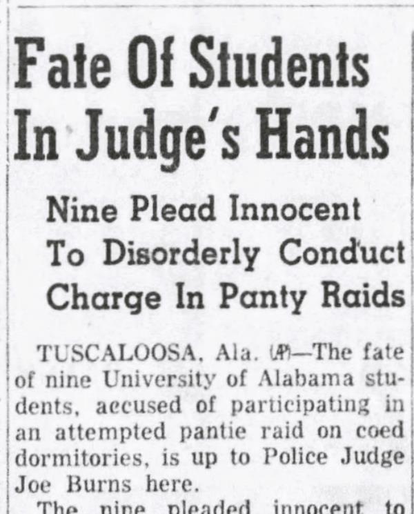 Panty raids of 1950s