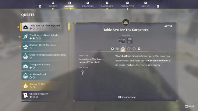 enshrouded table saw quest in journal