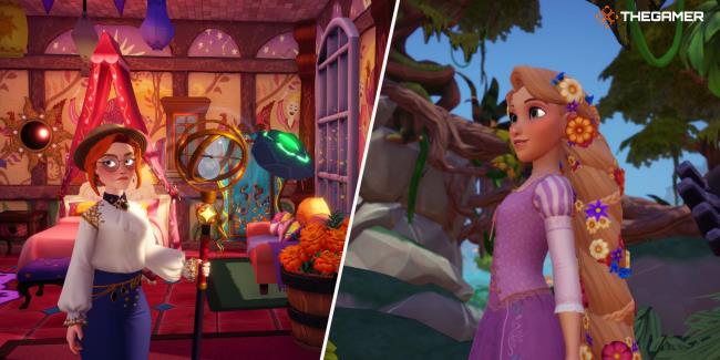 Combined image of Rapunzel and the avatar Disney Dreamlight Valley
