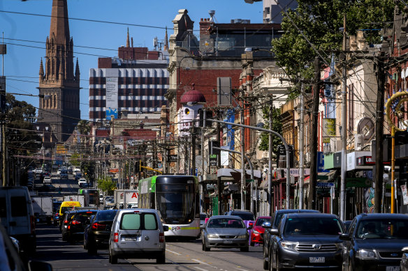 Brunswick Street in Fitzroy is one of 20 roads Yarra council says it will no lo<em></em>nger provide maintenance for if the state doesn’t increase funding.
