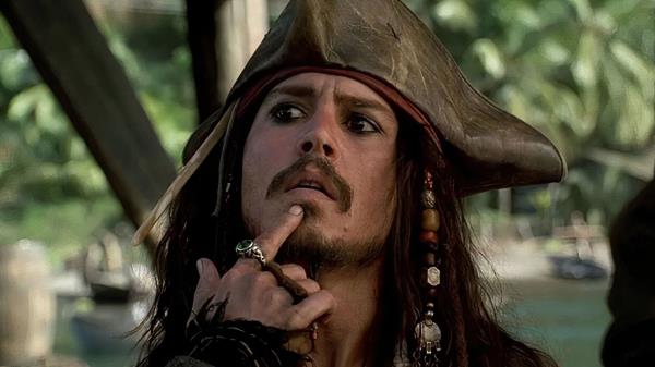 Johnny Depp as Captain Jack Sparrow in Pirates of the Caribbean The Curse of the Black Pearl