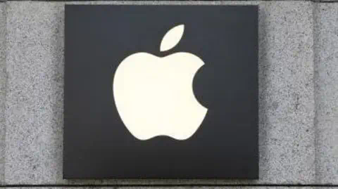Getty Images A grey slab with the white apple logo on it